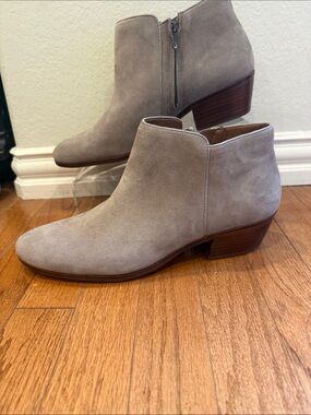 Sam Edelman Suede Ankle Booties in Light Taupe